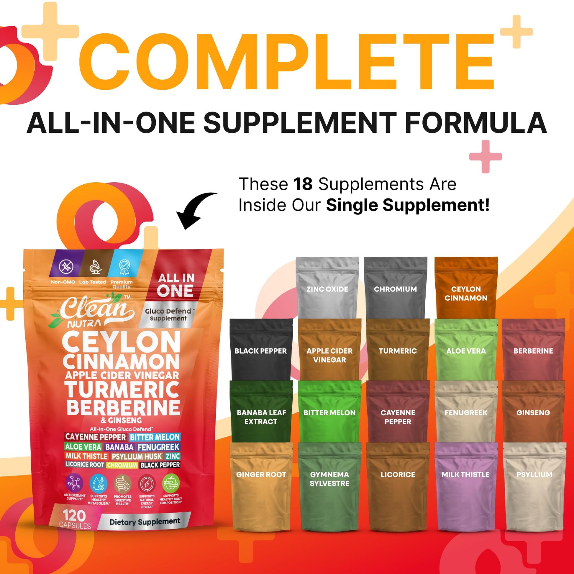 Ceylon Cinnamon Capsules + Apple Cider Vinegar Turmeric Supplement Ginseng Cayenne Pepper Bitter Melon Aloe Vera Fenugreek Milk Thistle Chromium - dailyvitalstore
