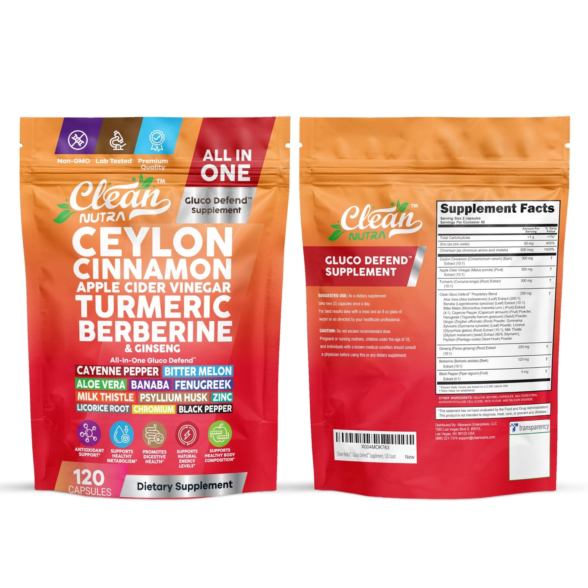 Ceylon Cinnamon Capsules + Apple Cider Vinegar Turmeric Supplement Ginseng Cayenne Pepper Bitter Melon Aloe Vera Fenugreek Milk Thistle Chromium - dailyvitalstore