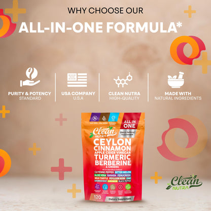 Ceylon Cinnamon Capsules + Apple Cider Vinegar Turmeric Supplement Ginseng Cayenne Pepper Bitter Melon Aloe Vera Fenugreek Milk Thistle Chromium - dailyvitalstore