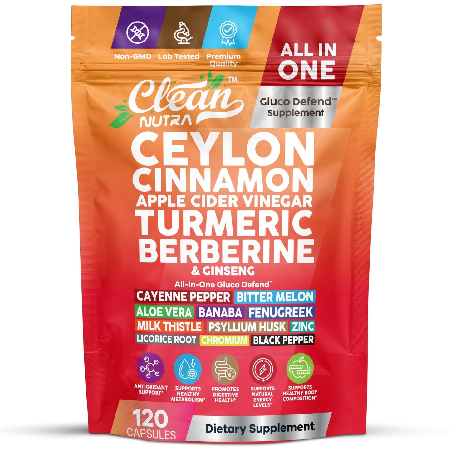 Ceylon Cinnamon Capsules + Apple Cider Vinegar Turmeric Supplement Ginseng Cayenne Pepper Bitter Melon Aloe Vera Fenugreek Milk Thistle Chromium - dailyvitalstore