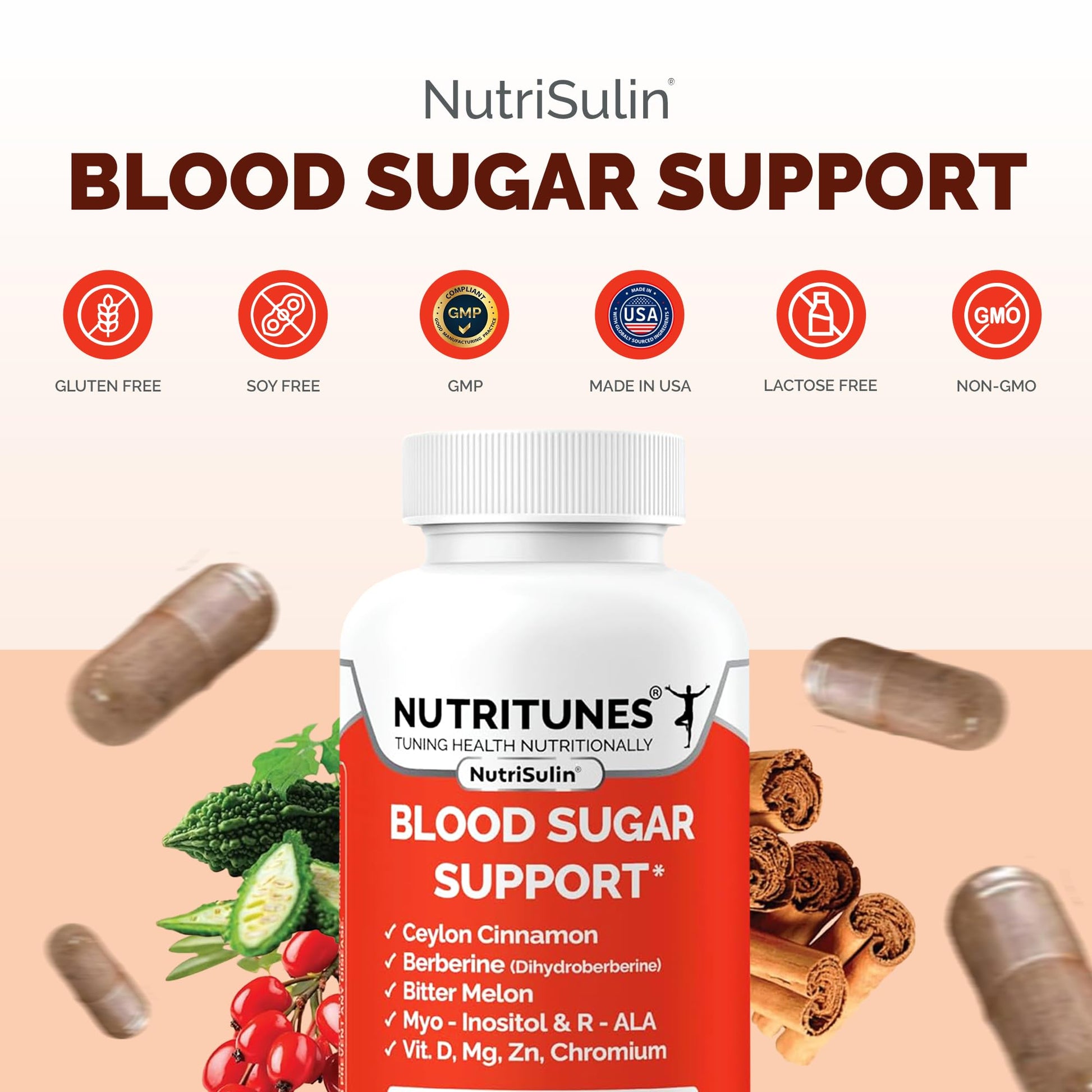 Ceylon Cinnamon (Dihydroberberine) Supplement for Blood Sugar Support with Added Blood Sugar Complex Myo-Inositol Bitter Melon R-ALA VIT. D Chromium Magnesium & Zn– 90 NutriSulin Capsules - dailyvitalstore