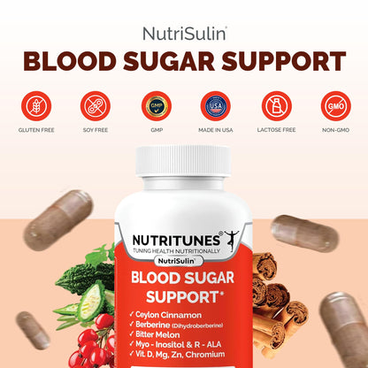 Ceylon Cinnamon (Dihydroberberine) Supplement for Blood Sugar Support with Added Blood Sugar Complex Myo-Inositol Bitter Melon R-ALA VIT. D Chromium Magnesium & Zn– 90 NutriSulin Capsules - dailyvitalstore