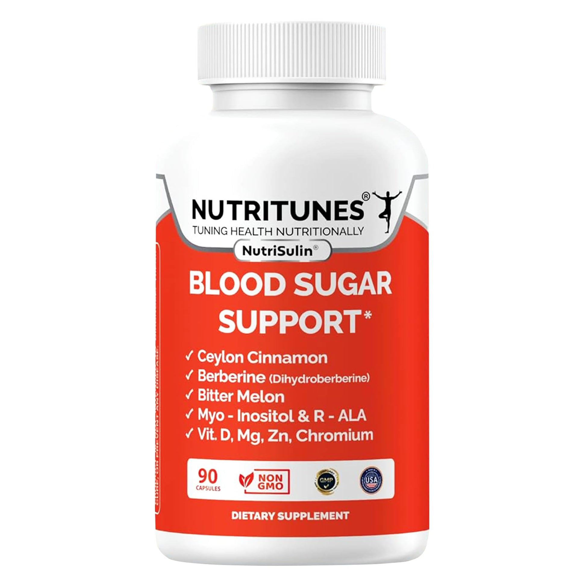 Ceylon Cinnamon (Dihydroberberine) Supplement for Blood Sugar Support with Added Blood Sugar Complex Myo-Inositol Bitter Melon R-ALA VIT. D Chromium Magnesium & Zn– 90 NutriSulin Capsules - dailyvitalstore
