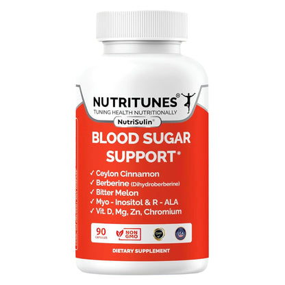 Ceylon Cinnamon (Dihydroberberine) Supplement for Blood Sugar Support with Added Blood Sugar Complex Myo-Inositol Bitter Melon R-ALA VIT. D Chromium Magnesium & Zn– 90 NutriSulin Capsules - dailyvitalstore