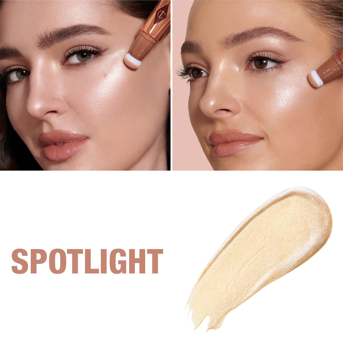 Charlotte Tilbury Beauty Light Wand Liquid Highlighter Makeup - Soft-Focus Highlighter & Blush for Cheeks - Pearlescent, Weightless Radiant Finish - Spotlight - dailyvitalstore