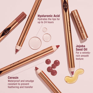 Charlotte Tilbury Lip Cheat Lip Liner Pencil - Creamy Fuller-Looking Lip Pencil with Jojoba Oil & Hyaluronic Acid - Waterproof, Smudge-Proof & Transfer-Proof - 6H Wear - Pillow Talk Medium - dailyvitalstore