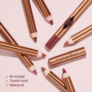 Charlotte Tilbury Lip Cheat Lip Liner Pencil - Creamy Fuller-Looking Lip Pencil with Jojoba Oil & Hyaluronic Acid - Waterproof, Smudge-Proof & Transfer-Proof - 6H Wear - Pillow Talk Medium - dailyvitalstore