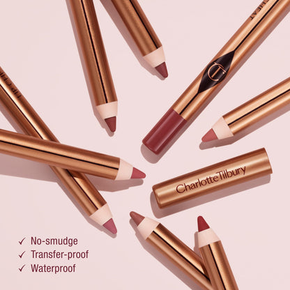 Charlotte Tilbury Lip Cheat Lip Liner Pencil - Gives Lips a Fuller-Looking, Defined Pout - Enriched with Jojoba Oil & Hyaluronic Acid - Waterproof, Smudge-Proof & Transfer-Proof - Foxy Brown - dailyvitalstore