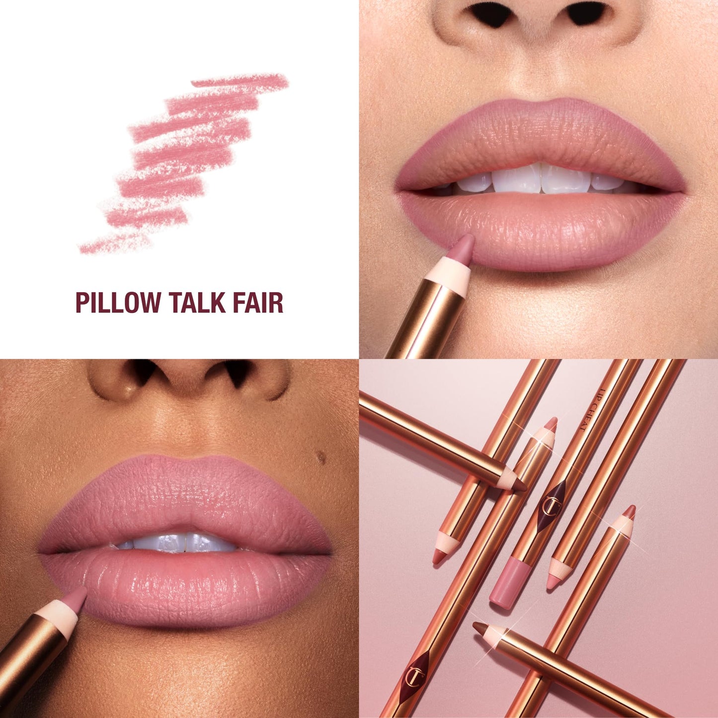 Charlotte Tilbury Lip Cheat Lip Liner Pencil - Gives Lips a Fuller-Looking, Defined Pout - Enriched with Jojoba Oil & Hyaluronic Acid - Waterproof, Smudge-Proof & Transfer-Proof - Pillow Talk Fair - dailyvitalstore