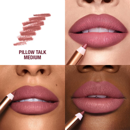 Charlotte Tilbury Lip Cheat Lip Liner Pencil - Gives Lips a Fuller-Looking, Defined Pout - Enriched with Jojoba Oil & Hyaluronic Acid - Waterproof, Smudge-Proof & Transfer-Proof - Pillow Talk Medium - dailyvitalstore