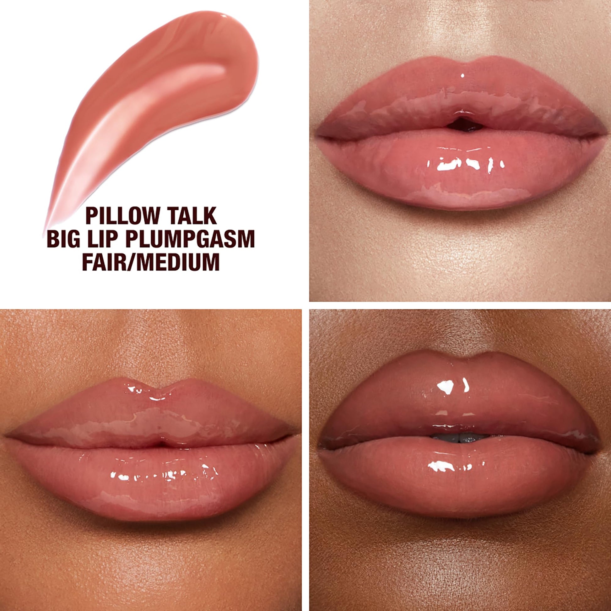 Charlotte Tilbury Pillow Talk Plumpgasm Lip Gloss - Hydrating Lip Plumper with Hyaluronic Acid & Plumpgasm Heat + Ice Technology for Juicy, Glossy Fullness - Fair/Medium - dailyvitalstore