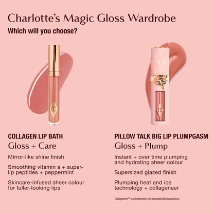 Charlotte Tilbury Pillow Talk Plumpgasm Lip Gloss - Hydrating Lip Plumper with Hyaluronic Acid & Plumpgasm Heat + Ice Technology for Juicy, Glossy Fullness - Fair/Medium - dailyvitalstore