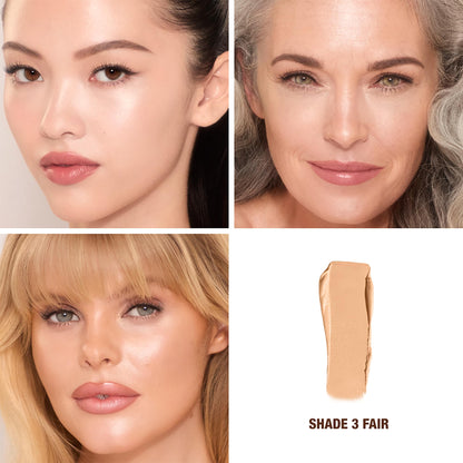 Charlotte Tilbury Unreal Skin Tint & Sheer Glow Hydrating Foundation Stick - Cream Foundation Makeup with Sheer-to-Light Coverage & a Buildable Formula - Blurring, Smoothing & Nourishing - 3 Fair - dailyvitalstore