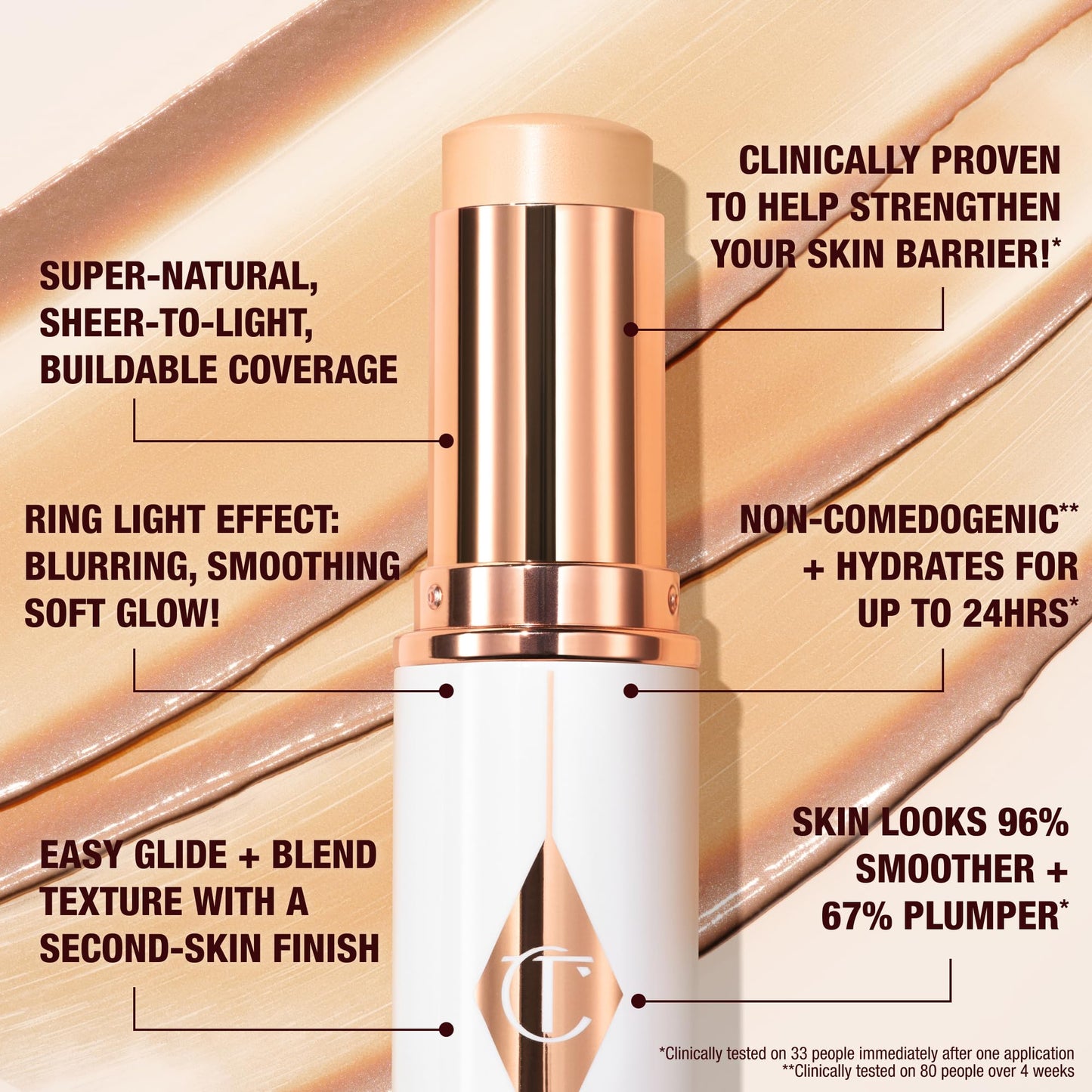 Charlotte Tilbury Unreal Skin Tint & Sheer Glow Hydrating Foundation Stick - Cream Foundation Makeup with Sheer-to-Light Coverage & a Buildable Formula - Blurring, Smoothing & Nourishing - 3 Fair - dailyvitalstore