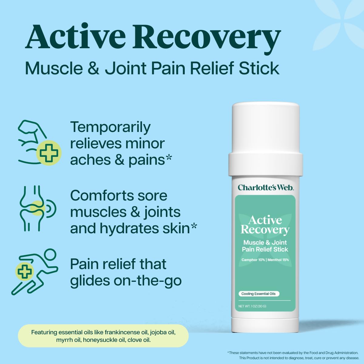 Charlotte's Web Active Recovery Muscle & Joint Pain Relief Stick 1oz - dailyvitalstore