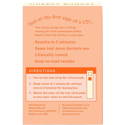 Cheeky Bonsai, Urinary Tract Infection (UTI) Test Strips, Accurate Results in 2 Minutes, Clinically Tested, Same Test Doctors Use, Easy to Read Results, 3 Count - dailyvitalstore