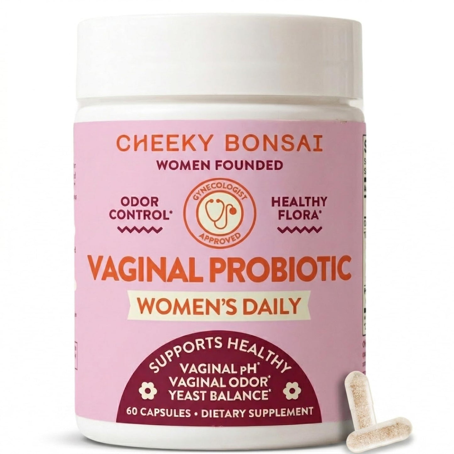 Cheeky Bonsai Vaginal Probiotic for Women pH Balance with Maximum Support 20 Billion CFU Probiotics - 8 Unique Strains for Her - Lactobacillus Blend - 60 Capsules - dailyvitalstore