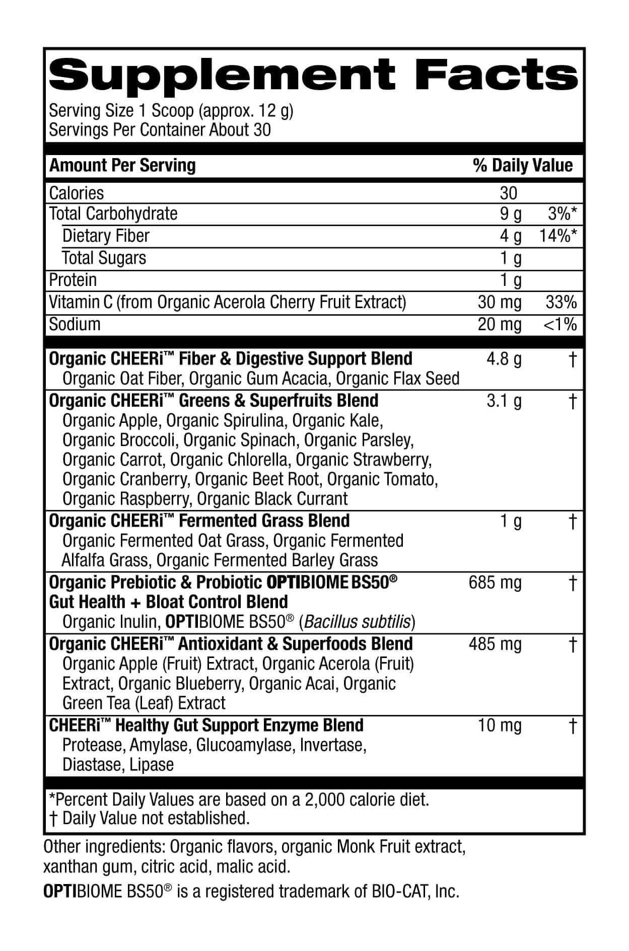 Cheerific Crisp Apple Greens Superfood Powder - 20+ Organic Superfoods + Prebiotic & Probiotics + More - Keto Friendly - Supports Positive Mood, Gut Health - Vegan, Gluten Free, Non-GMO - 30 Day - dailyvitalstore