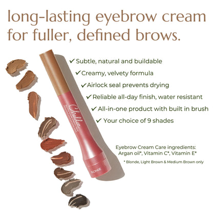 Chella Eyebrow Cream, Marvelous Medium Brown - Vegan, Cruelty Free, Paraben Free, Gluten Free Eyebrow Pomade Makeup - Long Wearing, Velvet Consistency, Water Proof - dailyvitalstore