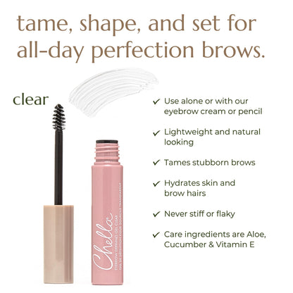 Chella Eyebrow Gel, Defining Clear Eyebrow Gel - Lightweight Formula for Natural, Long Lasting Makeup - Vegan, Cruelty Free, Paraben Free, Gluten Free - dailyvitalstore