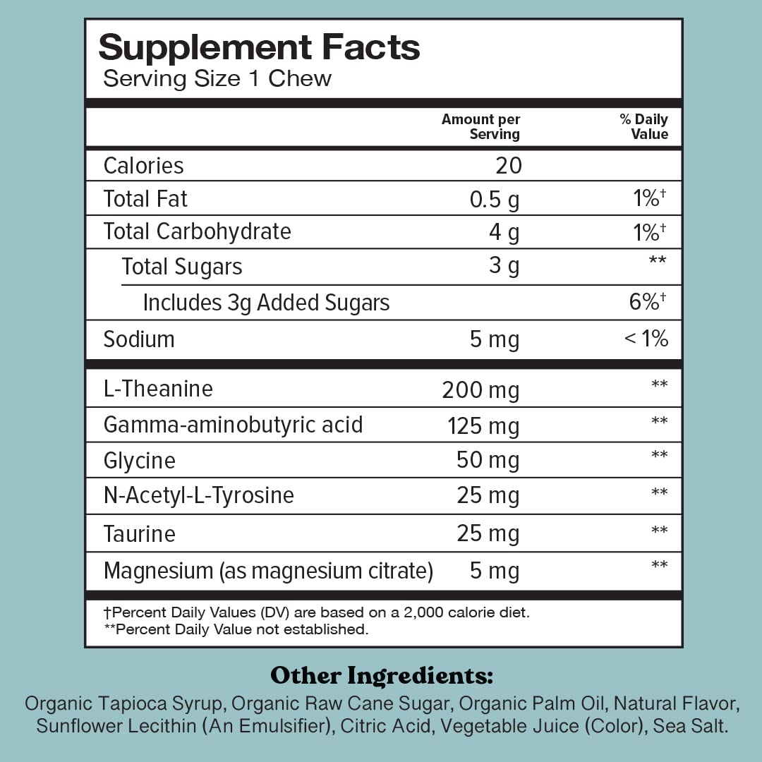Chewsy So Long Stress, Calm Fruity Chews, Stay Calm & Focused. w/L-theanine, Amino Acid, GABA, Glycine, Tyrosine, Taurine & Magnesium. Non-GMO and Gluten-Free. Tropical Fruity Chews, 30-Day Supply - dailyvitalstore