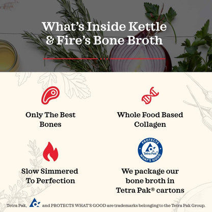 Chicken Bone Broth Soup by Kettle and Fire, Pack of 6, Keto Diet, Paleo Friendly, Whole 30 Approved, Gluten Free, with Collagen, 10g of protein, 16.9 Ounce (Pack of 6) - dailyvitalstore