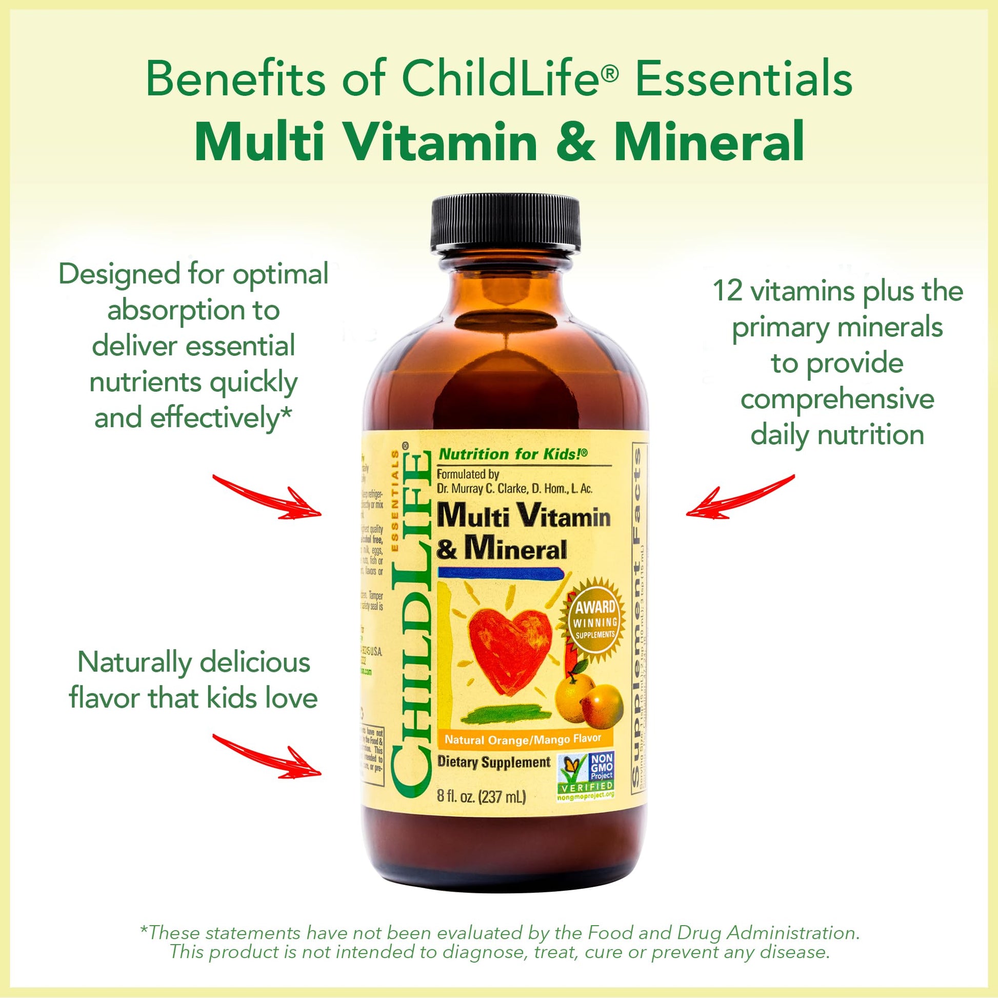 CHILDLIFE ESSENTIALS Kids Multivitamin & Mineral - Kids Vitamins, Liquid Multivitamin for Kids, Toddler Multivitamins, Liquid Vitamins, Baby Multivitamin - Natural Orange & Mango, 8 Fl Oz (Pack of 2) - dailyvitalstore