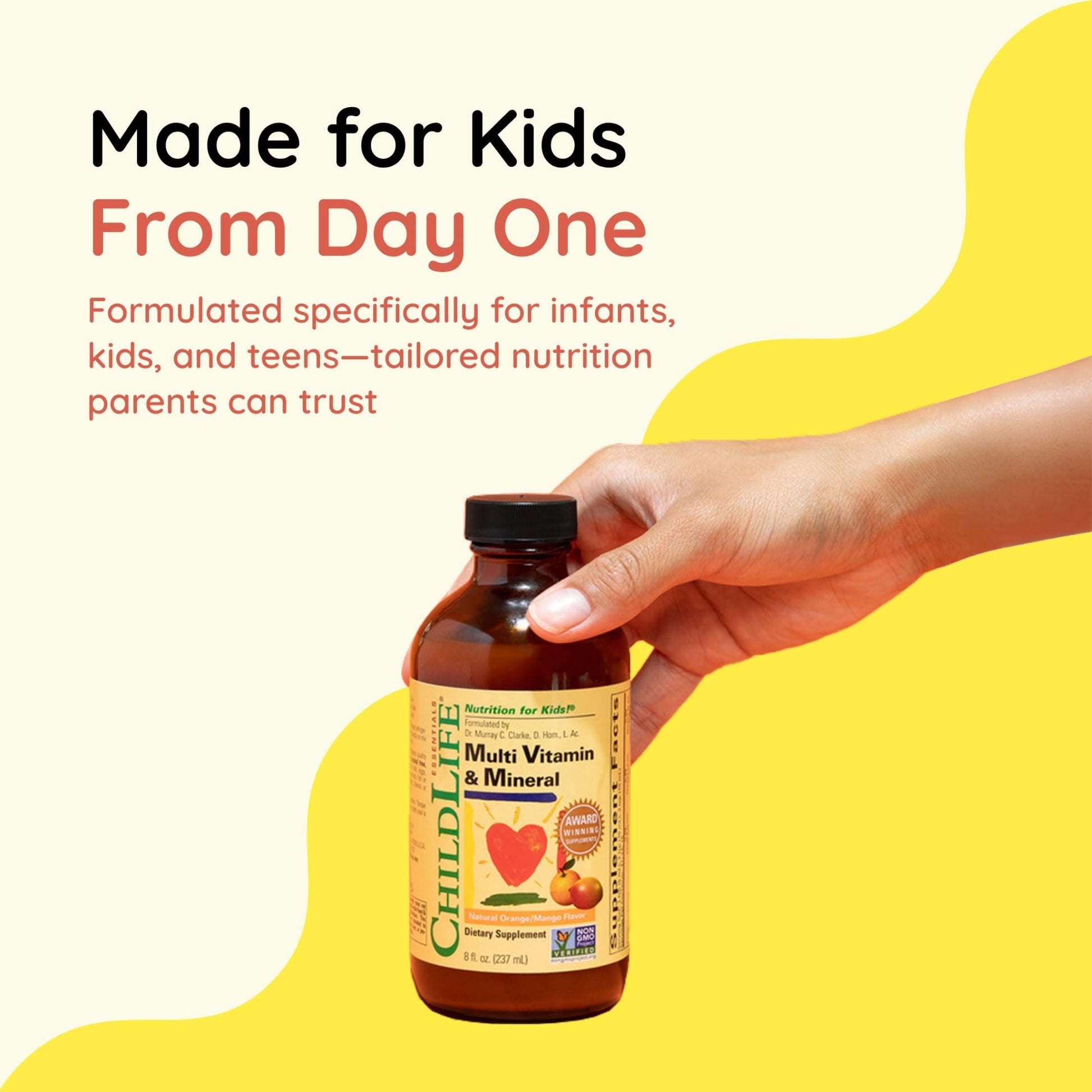 CHILDLIFE ESSENTIALS Kids Multivitamin & Mineral - Kids Vitamins, Liquid Multivitamin for Kids, Toddler Multivitamins, Liquid Vitamins, Baby Multivitamin - Natural Orange & Mango, 8 Fl Oz (Pack of 1) - dailyvitalstore