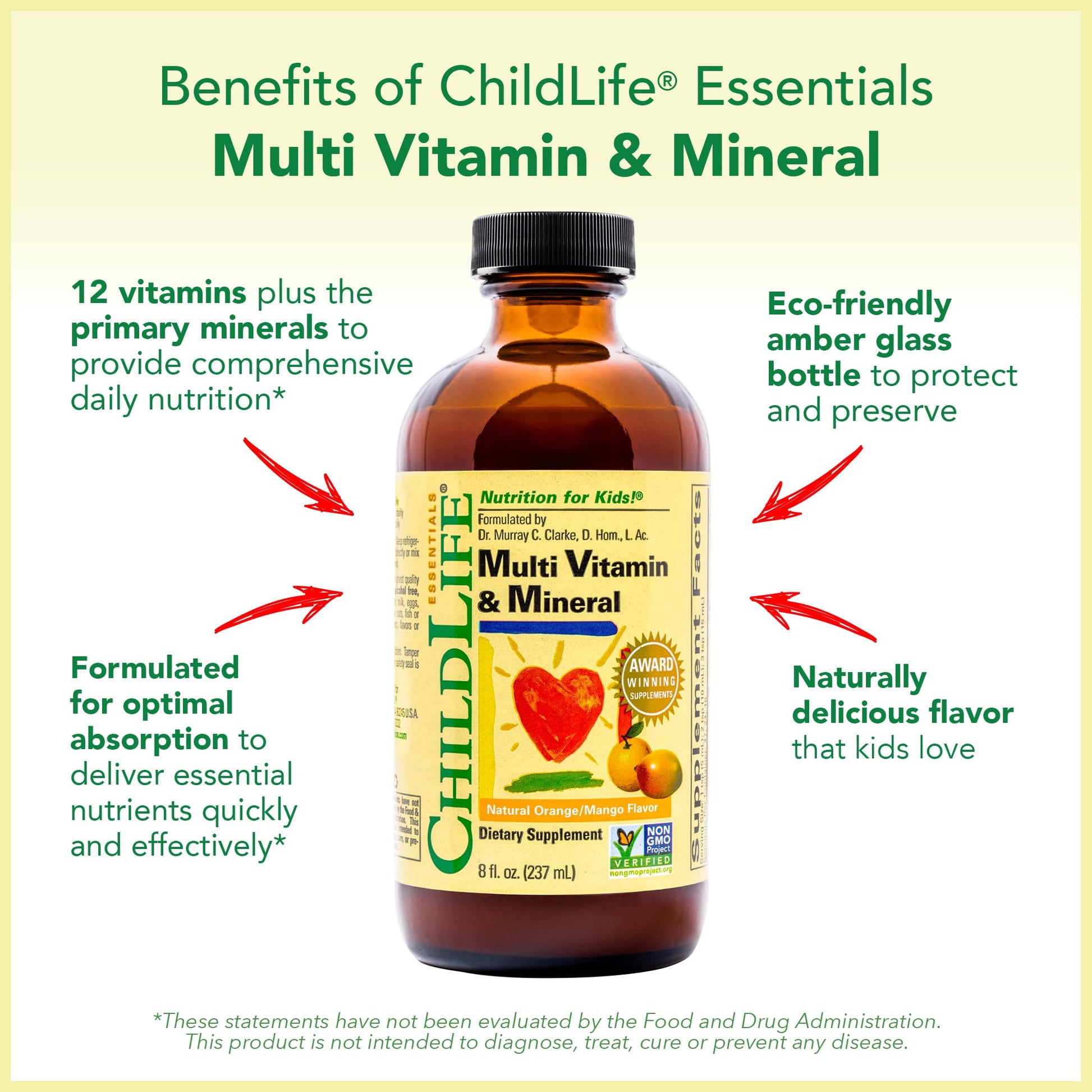 CHILDLIFE ESSENTIALS Kids Multivitamin & Mineral - Kids Vitamins, Liquid Multivitamin for Kids, Toddler Multivitamins, Liquid Vitamins, Baby Multivitamin - Natural Orange & Mango, 8 Fl Oz (Pack of 4) - dailyvitalstore