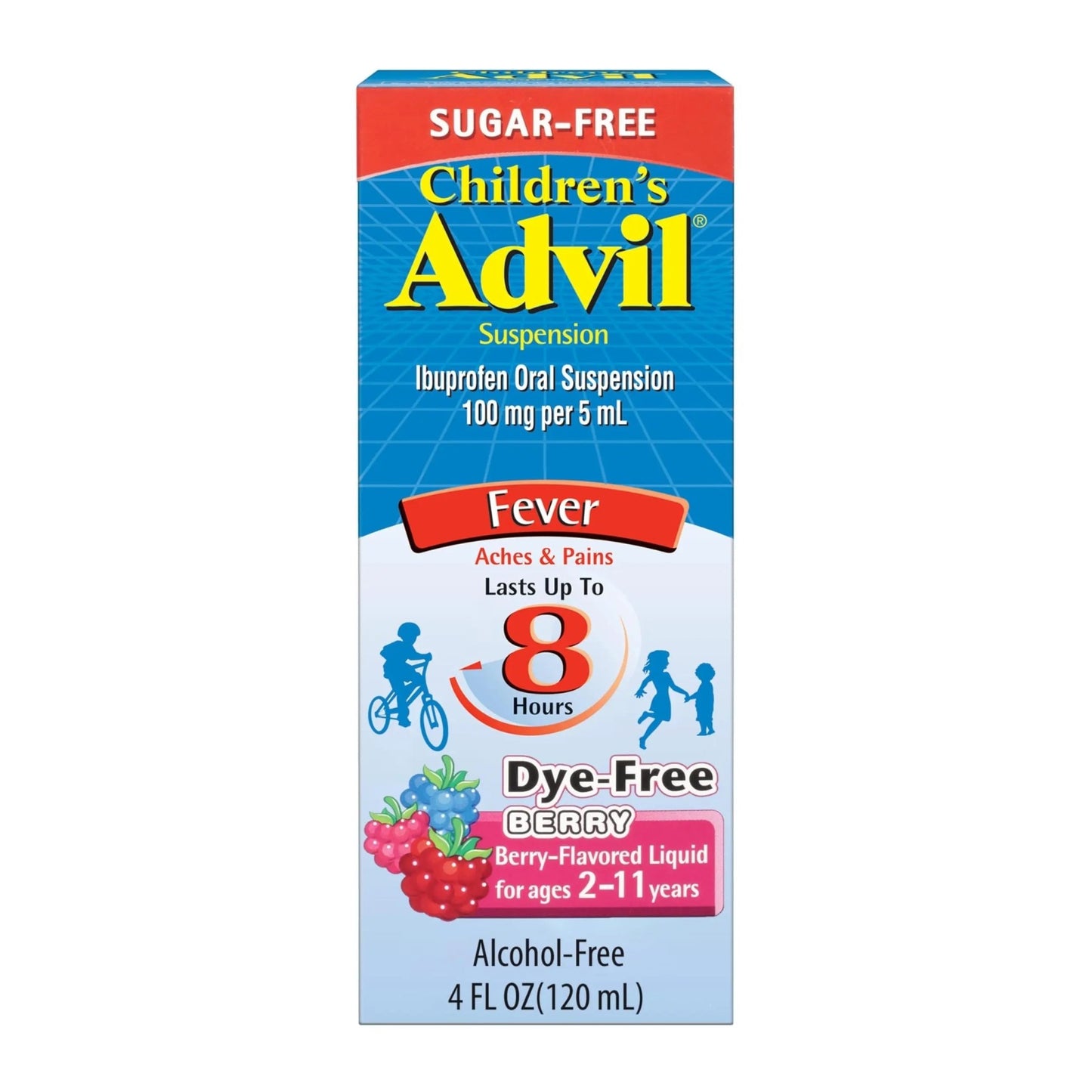 Children's Advil Pain Reliever and Fever Reducer, Dye Free and Sugar Free Ibuprofen Oral Suspension, Berry Flavored - 4 Fl Oz - dailyvitalstore