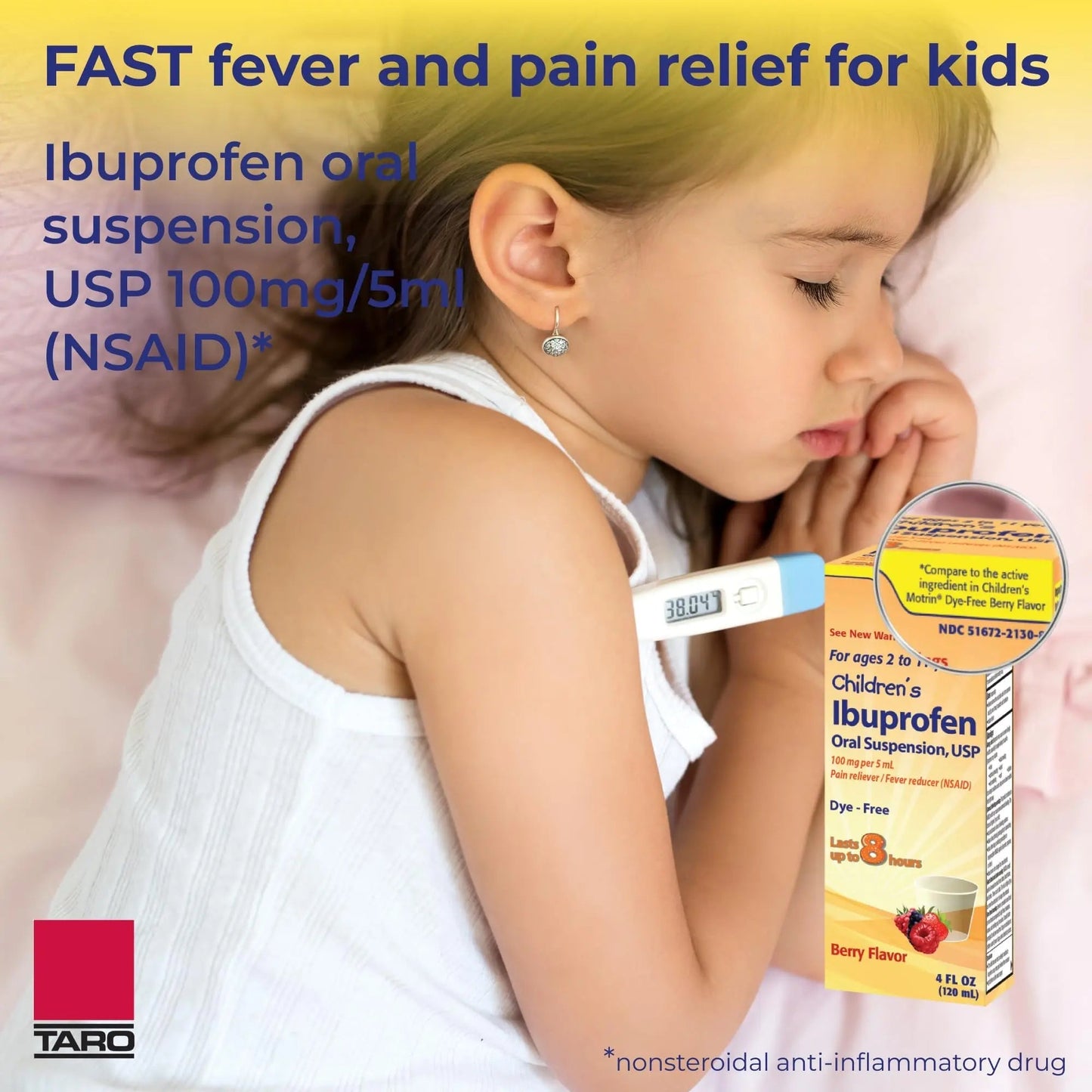 Children's Ibuprofen Oral Suspension 100 mg per 5 mL, 4 Fl Oz, Pain Reliever and Fever Reducer for Ages 2-11 Years, Dye-Free, Berry Flavor - dailyvitalstore