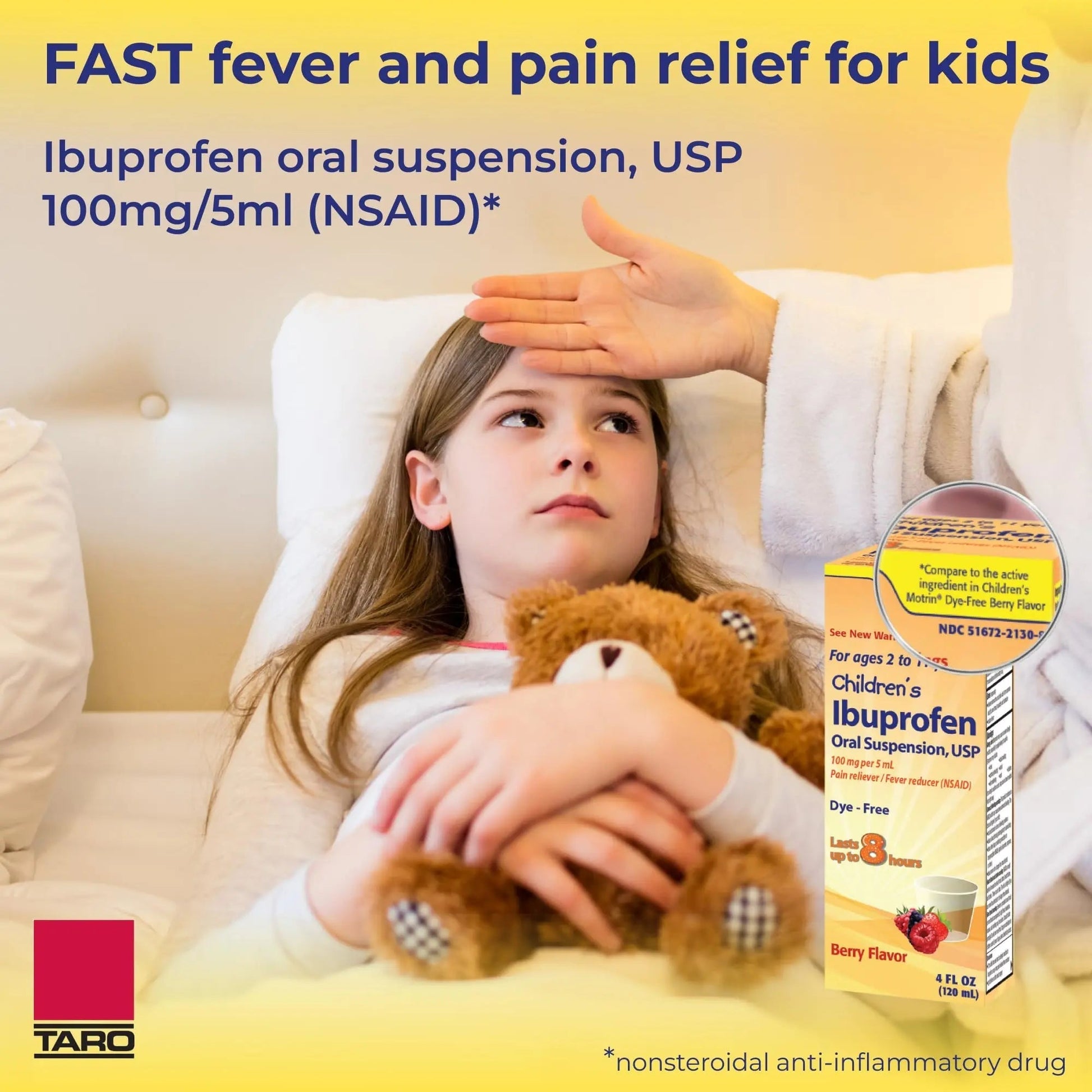 Children's Ibuprofen Oral Suspension 100 mg per 5 mL, 4 Fl Oz, Pain Reliever and Fever Reducer for Ages 2-11 Years, Dye-Free, Berry Flavor - dailyvitalstore