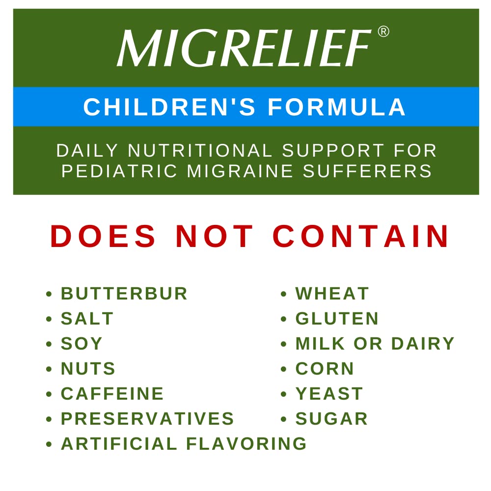 Children's MigreLief® - Triple Therapy with Puracol™ - Nutritional Support for Pediatric Migraine Sufferers - 60 Caplets/1 Month Supply - dailyvitalstore