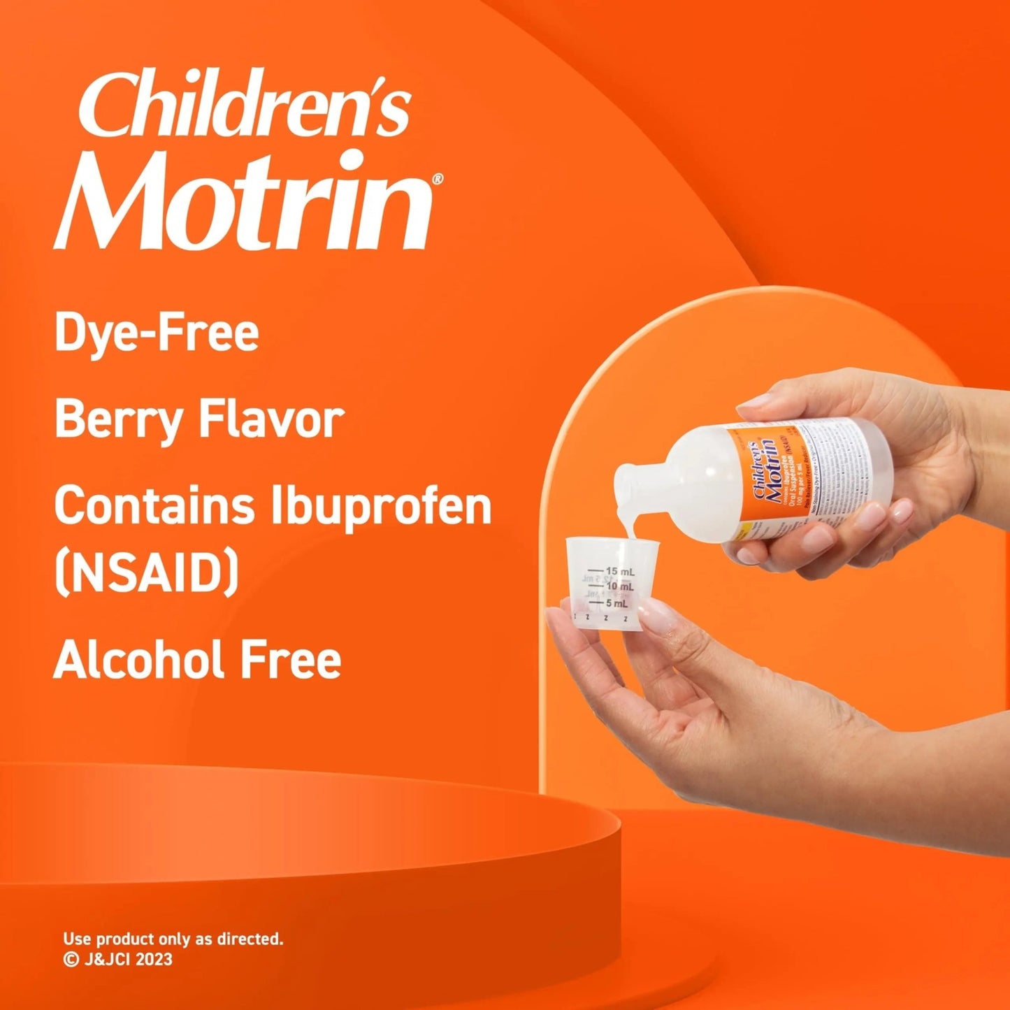 Children's Motrin Oral Suspension 100mg Ibuprofen Medicine, NSAID Fever Reducer & Pain Reliever for Minor Aches & Pains Due to Cold & Flu, Dye Free, Alcohol-Free, Berry Flavored, 8 fl. oz - dailyvitalstore