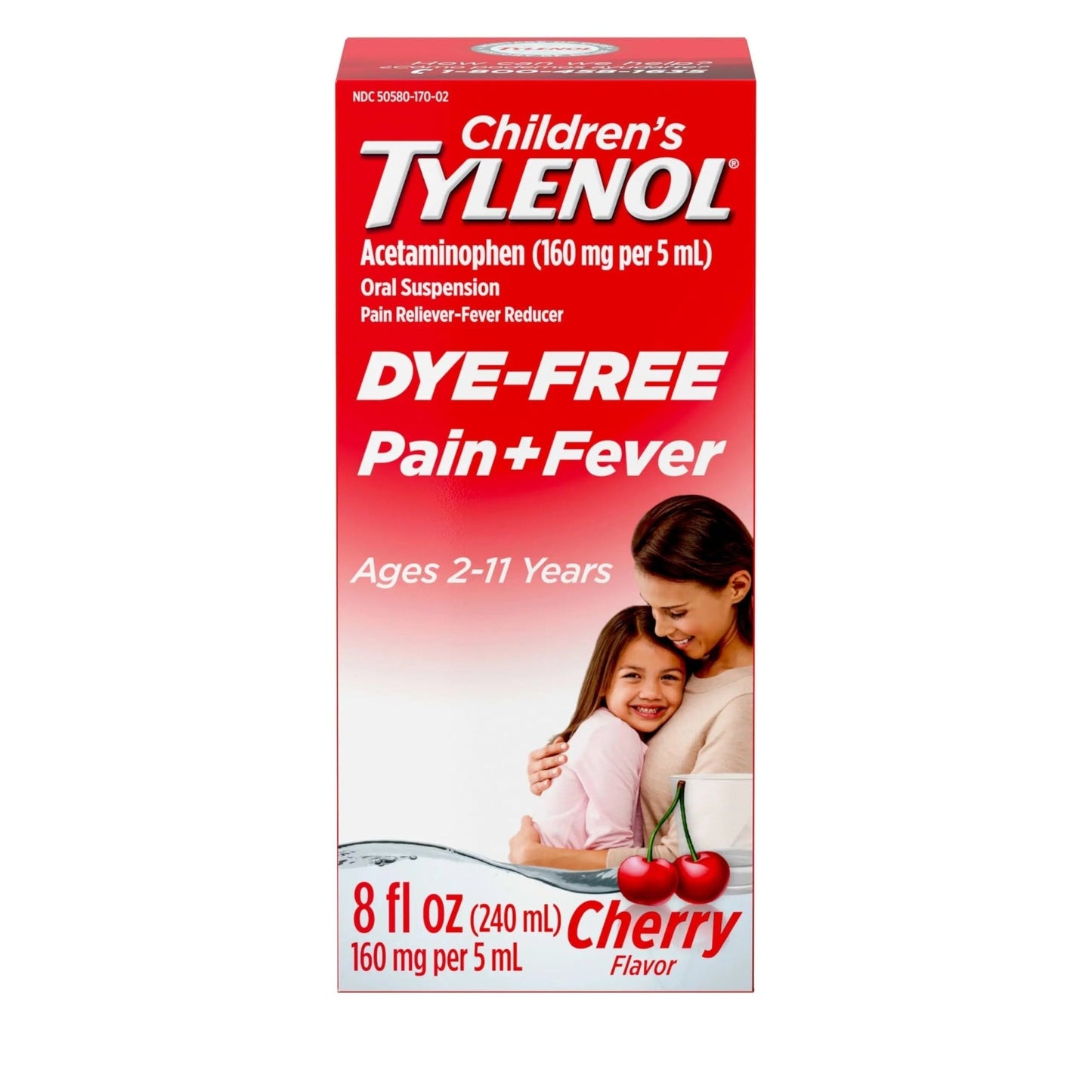 Children's Tylenol Liquid Pain Relief & Fever Medicine, Oral Suspension, Dye-Free, Acetaminophen, No Aspirin, No Ibuprofen, No High Fructose Corn Syrup; Cherry Flavor, 8 fl. oz.; Pack of 1 - dailyvitalstore