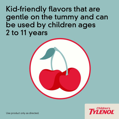 Children's Tylenol Liquid Pain Relief & Fever Medicine, Oral Suspension, Dye-Free, Acetaminophen, No Aspirin, No Ibuprofen, No High Fructose Corn Syrup; Cherry Flavor, 8 fl. oz.; Pack of 1 - dailyvitalstore