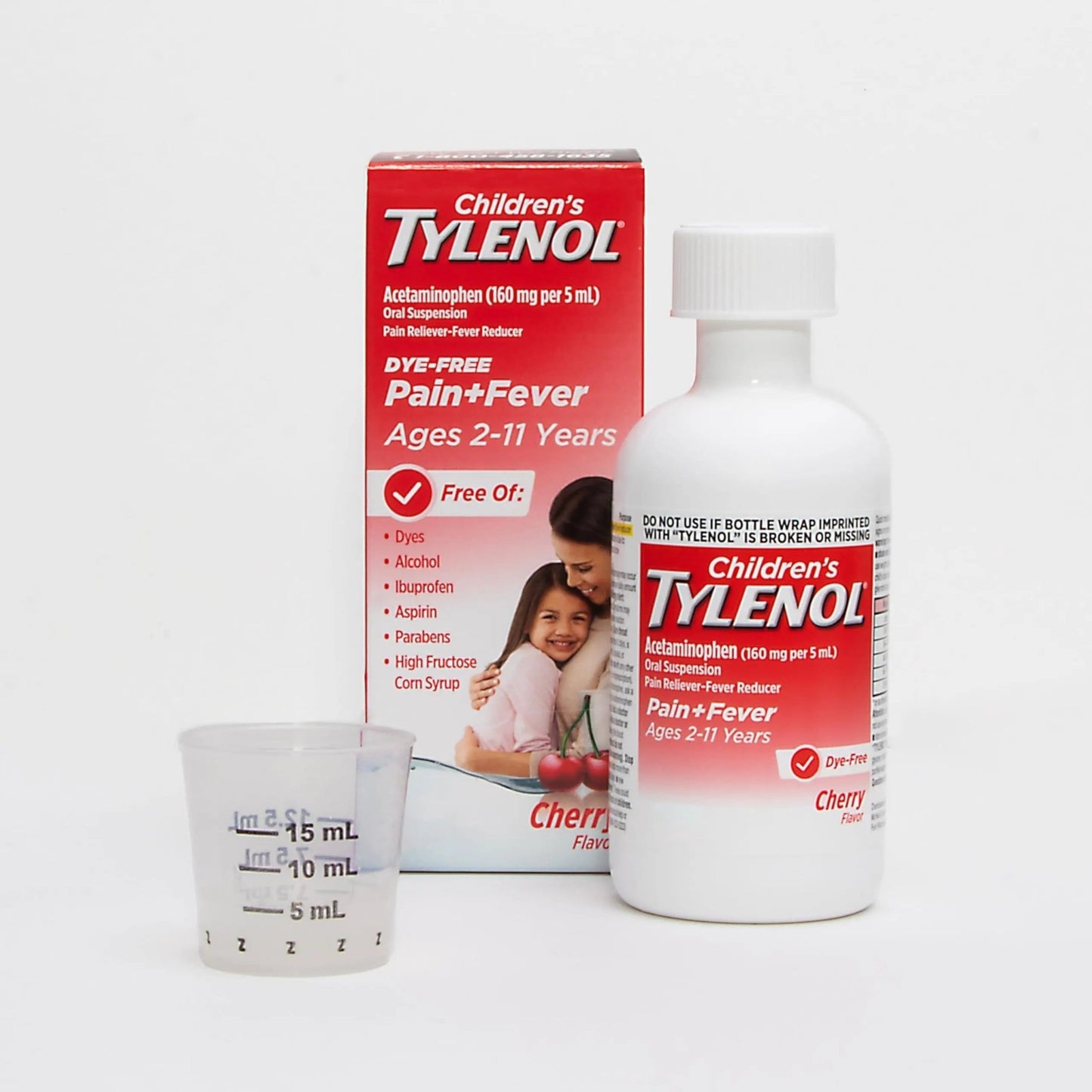Children's Tylenol Liquid Pain Relief & Fever Medicine, Oral Suspension, Dye-Free, Acetaminophen, No Aspirin, No Ibuprofen, No High Fructose Corn Syrup; Cherry Flavor, 8 fl. oz.; Pack of 1 - dailyvitalstore