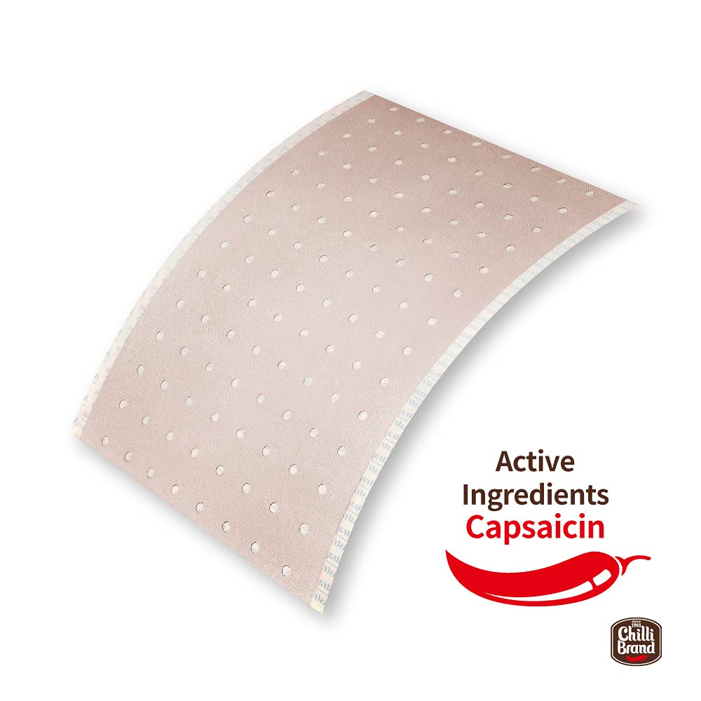 Chilli Brand Large Size Plaster Porous Capsicum Heat Patch for Arthritis & Back Muscle Knee Gout Neck Pain - Extra Strength Pain Relief Plaster, 7" x 4.5" (Size: L, 12 Sheets) - dailyvitalstore