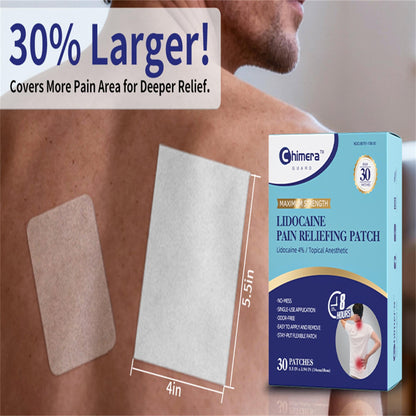 Chimera GUARD 4% Lidocaine Pain Relief Patches (80ct) - F-SA/H-SA Eligible Maximum Strength Numbing Gel Patch for Muscle, Joint, Nerve, Sciatica Pain - Odorless, Stay-Put & 8-Hour Long Lasting - dailyvitalstore