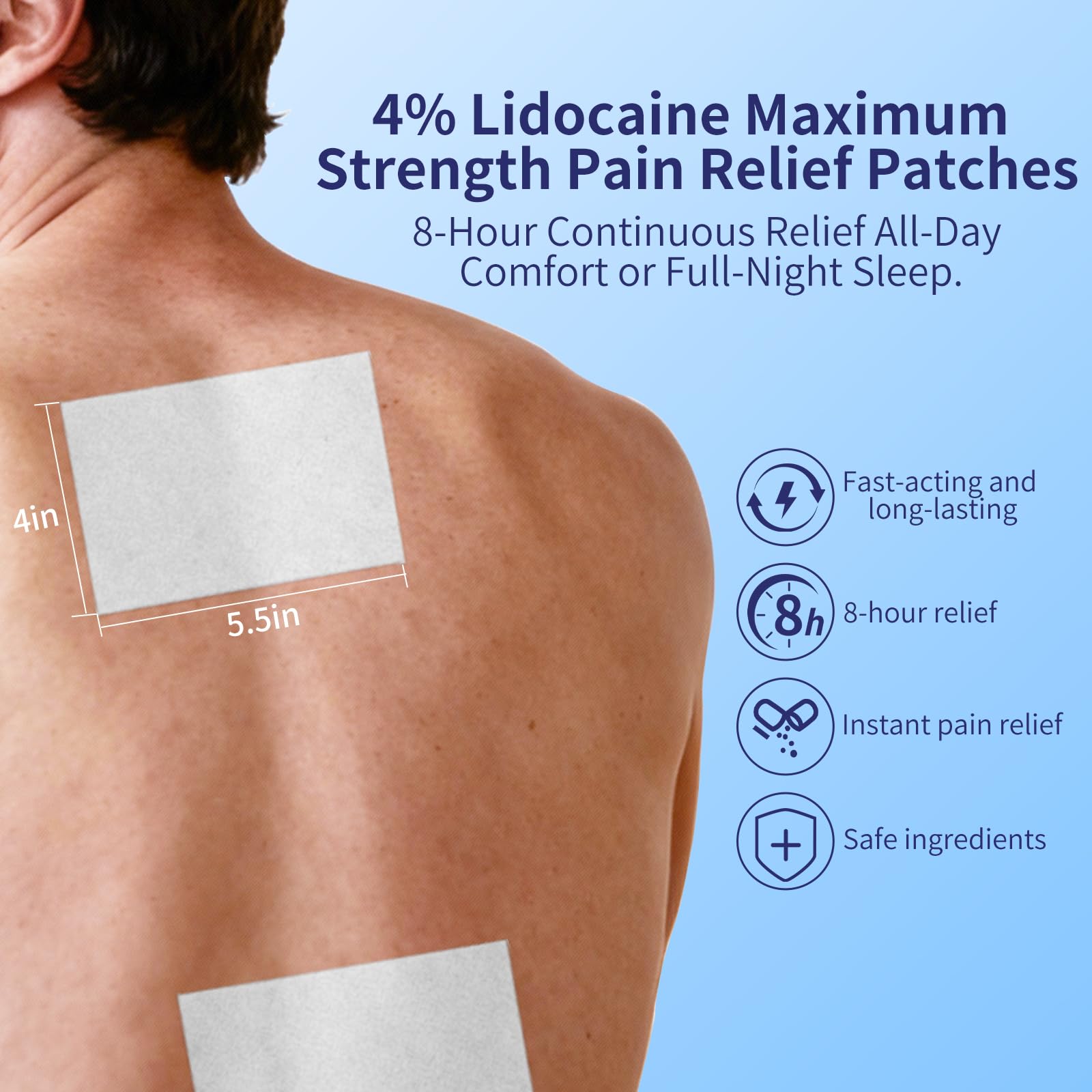 Chimera GUARD 4% Lidocaine Pain Relief Patches (80ct) - F-SA/H-SA Eligible Maximum Strength Numbing Gel Patch for Muscle, Joint, Nerve, Sciatica Pain - Odorless, Stay-Put & 8-Hour Long Lasting - dailyvitalstore