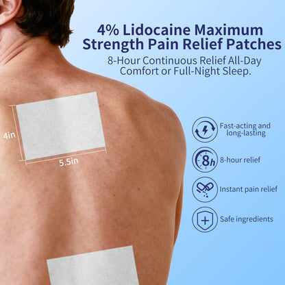 Chimera GUARD 4% Lidocaine Pain Relief Patches (80ct) - F-SA/H-SA Eligible Maximum Strength Numbing Gel Patch for Muscle, Joint, Nerve, Sciatica Pain - Odorless, Stay-Put & 8-Hour Long Lasting - dailyvitalstore