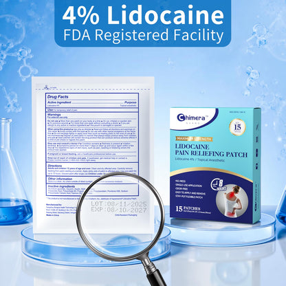 Chimera GUARD 4% Lidocaine Pain Relief Patches (80ct) - F-SA/H-SA Eligible Maximum Strength Numbing Gel Patch for Muscle, Joint, Nerve, Sciatica Pain - Odorless, Stay-Put & 8-Hour Long Lasting - dailyvitalstore