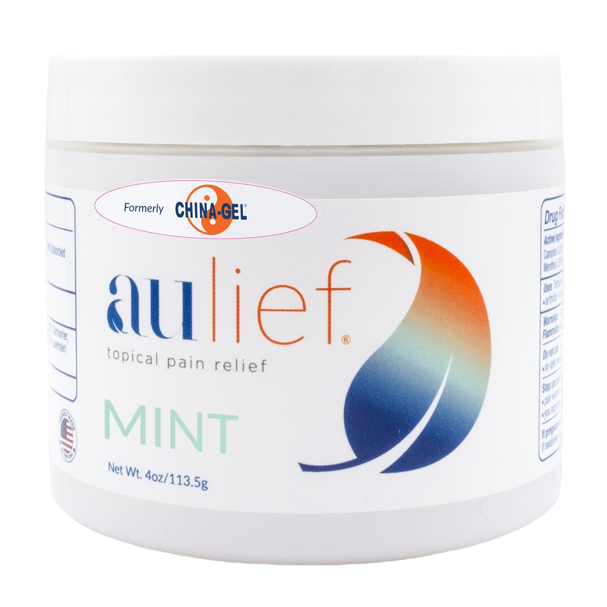 China-Gel Aulief Pain Relief Cream Arthritis & Muscle Rub for Sore Muscles & Joint Pain, Neck, Knee & Back Aches, Premium Mint Green Topical Gel, 4 oz Jar - dailyvitalstore