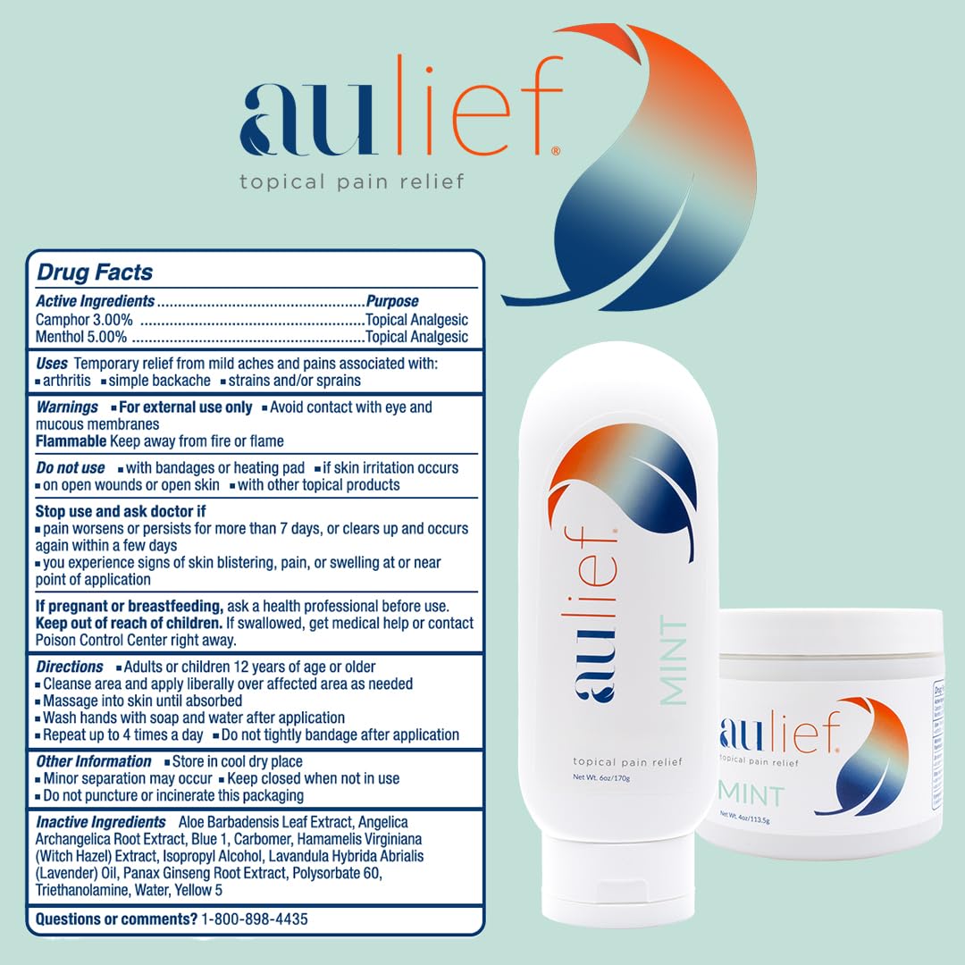 China-Gel Aulief Pain Relief Cream Arthritis & Muscle Rub for Sore Muscles & Joint Pain, Neck, Knee & Back Aches, Premium Mint Green Topical Gel, 8 oz Jar - dailyvitalstore