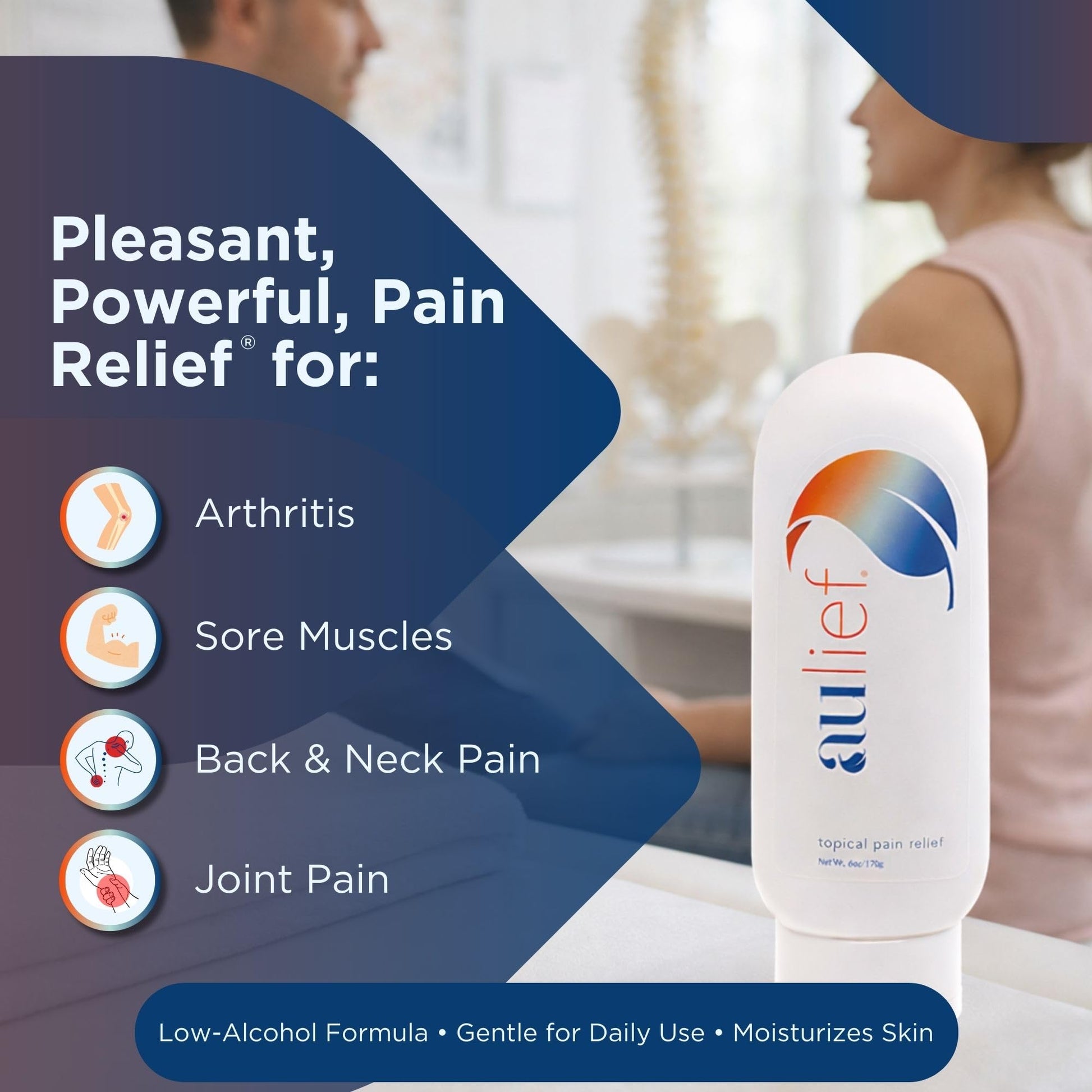 China-Gel Aulief Pain Relief Cream Arthritis & Muscle Rub for Sore Muscles & Joint Pain, Neck, Knee & Back Aches, Premium Mint Green Topical Gel, 8 oz Jar - dailyvitalstore