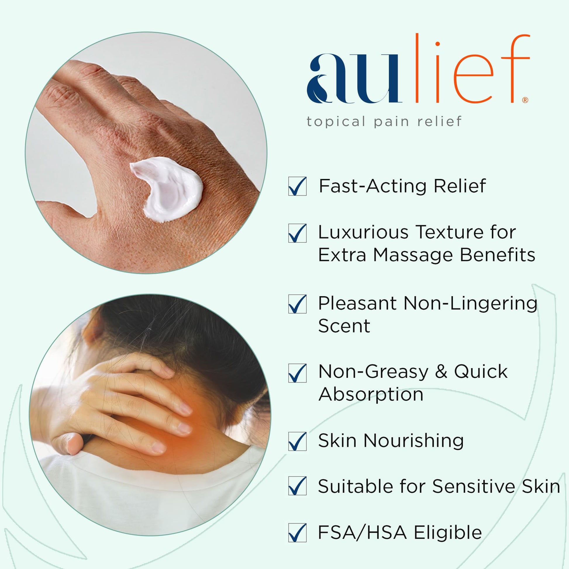 China-Gel Aulief Pain Relief Cream Arthritis & Muscle Rub for Sore Muscles & Joint Pain, Neck, Knee & Back Aches, Premium Mint Green Topical Gel, 8 oz Jar - dailyvitalstore