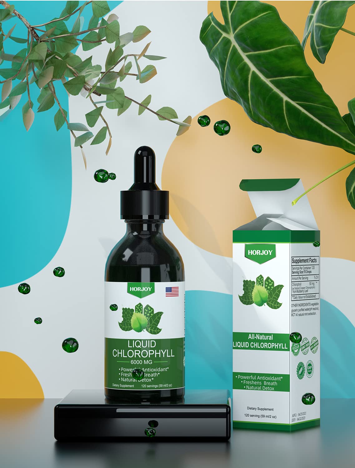 Chlorophyll Liquid Drops - 100% Natural Energy Booster and Immune Support - Internal Deodorant and Detox - Altitude Sickness Relief - Fast Absorption - dailyvitalstore