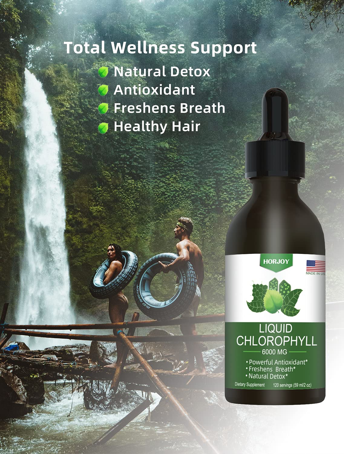 Chlorophyll Liquid Drops - 100% Natural Energy Booster and Immune Support - Internal Deodorant and Detox - Altitude Sickness Relief - Fast Absorption - dailyvitalstore