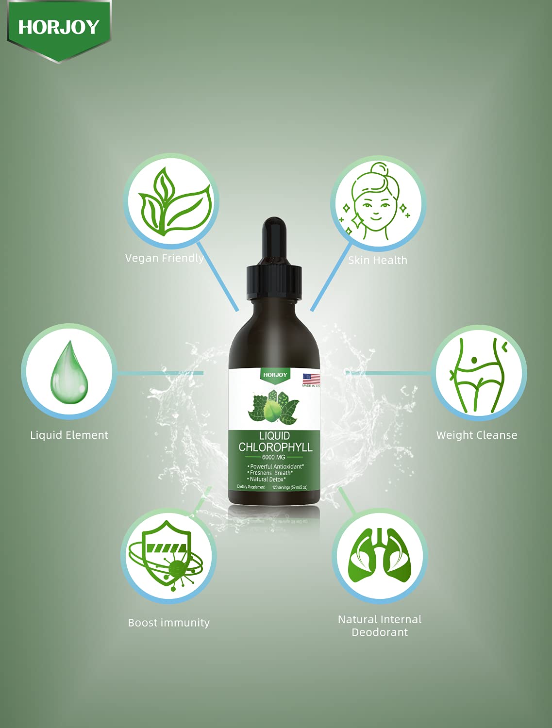 Chlorophyll Liquid Drops - 100% Natural Energy Booster and Immune Support - Internal Deodorant and Detox - Altitude Sickness Relief - Fast Absorption - dailyvitalstore