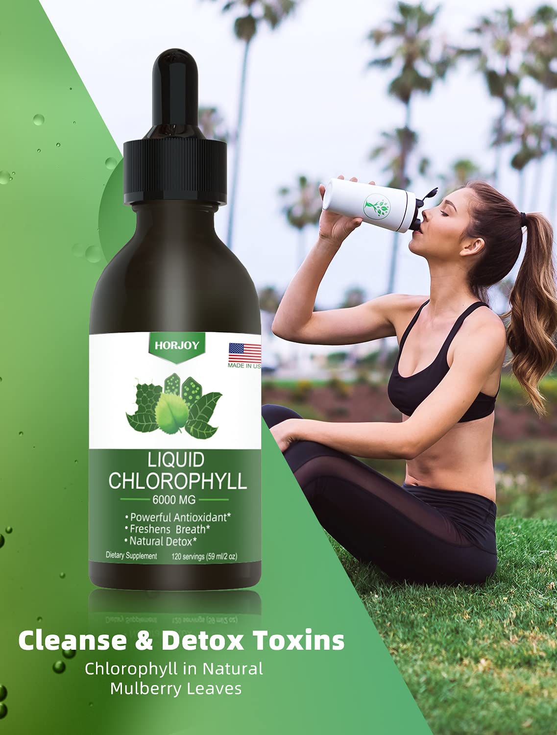 Chlorophyll Liquid Drops - 100% Natural Energy Booster and Immune Support - Internal Deodorant and Detox - Altitude Sickness Relief - Fast Absorption - dailyvitalstore